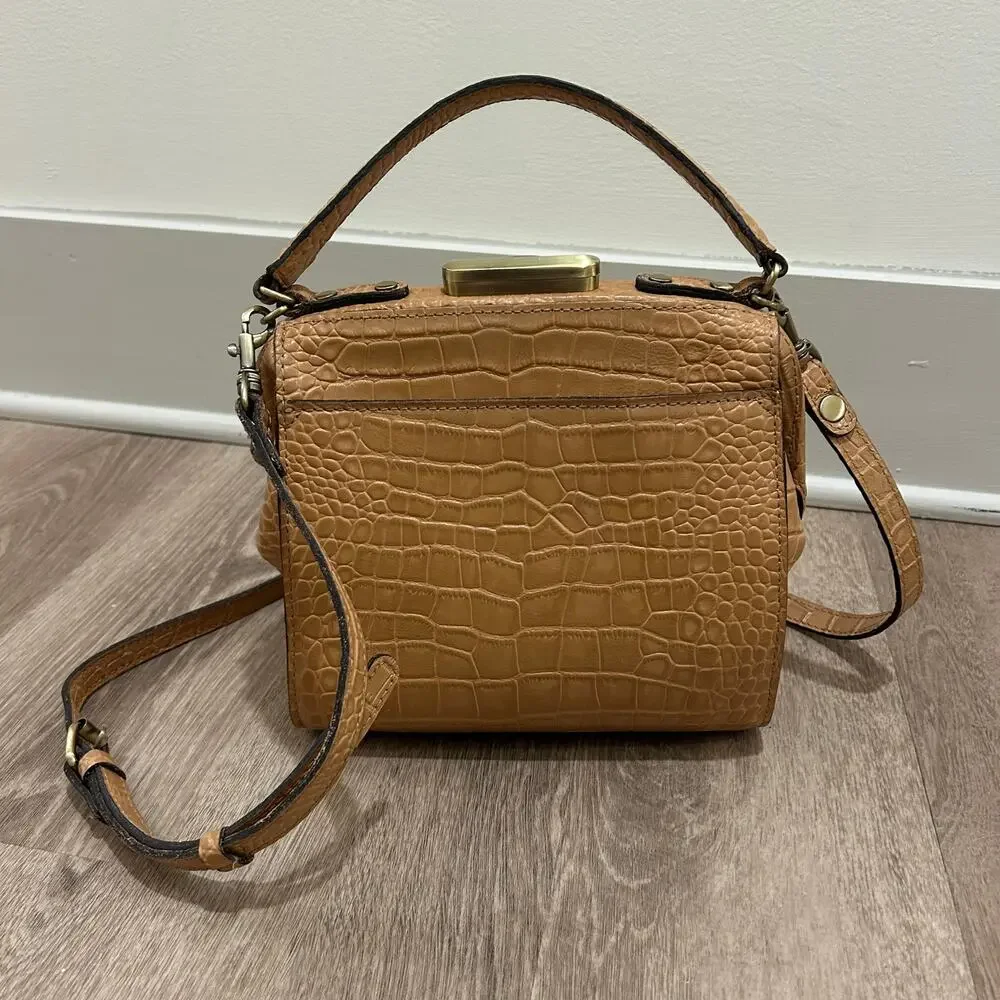 Patricia‎ Nash Nela Croc Embossed Leather Satchel Biscuit Top Handle Crossbody